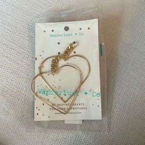 Large gold heart drop earrings